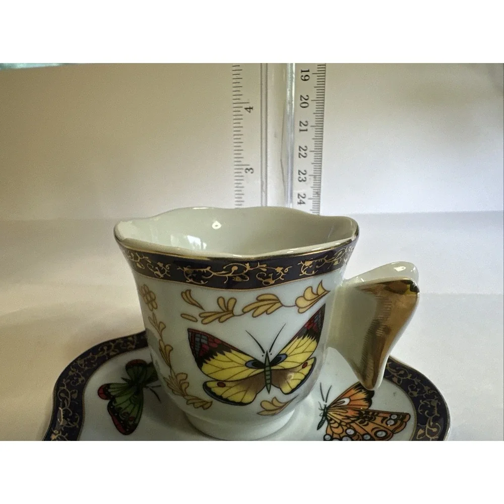 Small Formalities by CC&T Butterflies Demitasse Teacup & Saucer Set